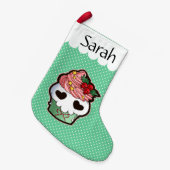 休日のスカルのカップケーキ スモールクリスマスストッキング (正面 (吊り時))