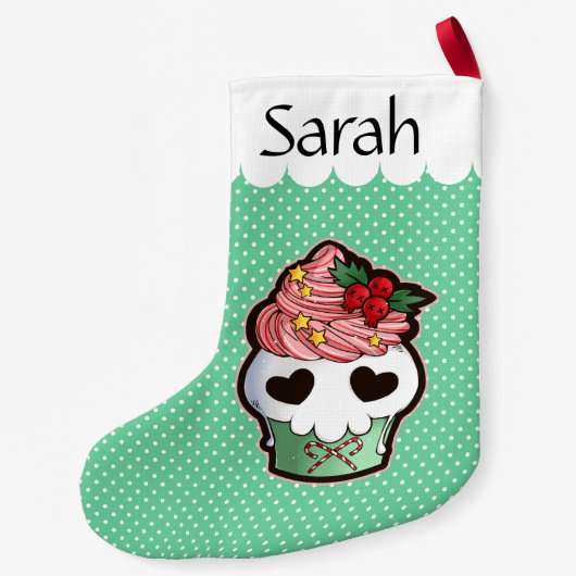 休日のスカルのカップケーキ スモールクリスマスストッキング (裏面)