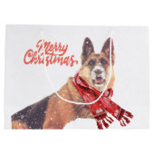 休日のスカーフとのジャーマン・シェパードの休日 ラージペーパーバッグ (裏面)