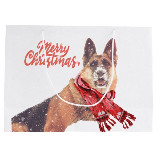 休日のスカーフとのジャーマン・シェパードの休日 ラージペーパーバッグ (裏面)