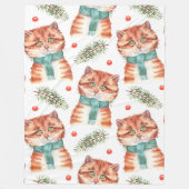 休日のスカーフを持つ愛らしいオレンジの虎猫 フリースブランケット (正面)