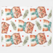 休日のスカーフを持つ愛らしいオレンジの虎猫 フリースブランケット (正面(横))