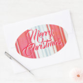 休日のストライプ 楕円形シール (封筒)