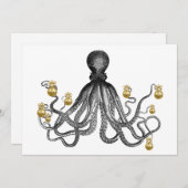 休日のタコクリスマスオーナメント航海のおもしろい シーズンカード (正面/裏面)