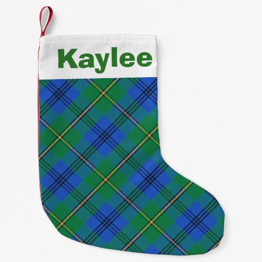 休日のチャームの一族のJohnstoneジョンソンのタータンチェック スモールクリスマスストッキング (正面)
