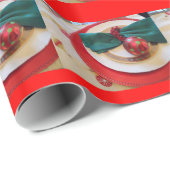 休日のテーブルの設定を描写する包装紙 ラッピングペーパー (ロールコーナー)