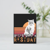 休日のディストressed 猫デザインスタイル ポストカード (スタンド正面)