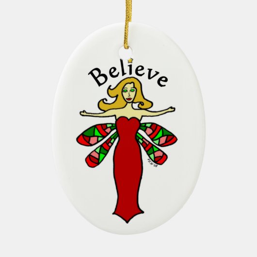 休日のトンボの妖精を信じて下さい セラミックオーナメント (正面)