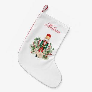 休日のナツクラッカー緑のスクリプト スモールクリスマスストッキング
