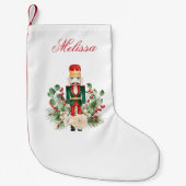 休日のナツクラッカー緑のスクリプト スモールクリスマスストッキング (正面)