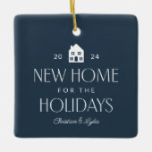休日のニューホーム海軍の写真クリスマス セラミックオーナメント (正面)