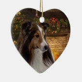 休日のハートのシェットランド・シープドッグ セラミックオーナメント (右)