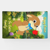 休日のバナー：カラフルイースターウサギ 横断幕 (横)