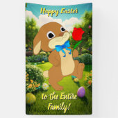 休日のバナー：カラフルイースターウサギ 横断幕 (縦)