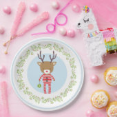 休日のパジャマ・パーティー-パジャマのトナカイ ペーパープレート (パーティー)