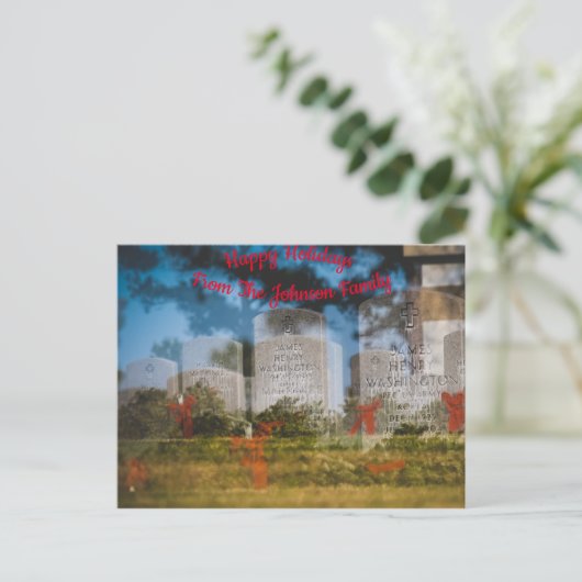 休日のパーソナライズされた退役軍人/軍隊のフォトカード ポストカード (スタンド正面)