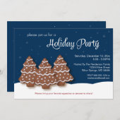 休日のパーティのクリスマスの招待の青 招待状 (正面/裏面)