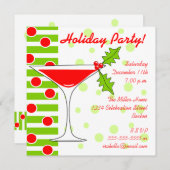 休日のパーティのヒイラギのカクテルの招待状 招待状 (正面/裏面)