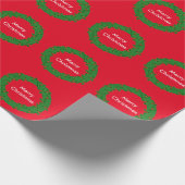 休日のヒイラギのリースの包装紙 ラッピングペーパー (角)