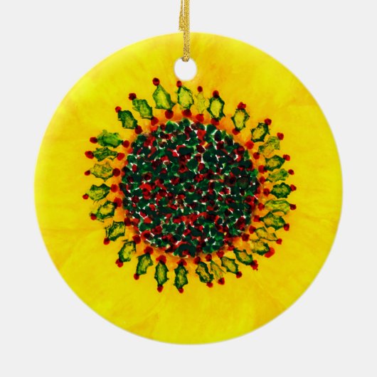 休日のヒマワリのクリスマスのオーナメント セラミックオーナメント (裏面)