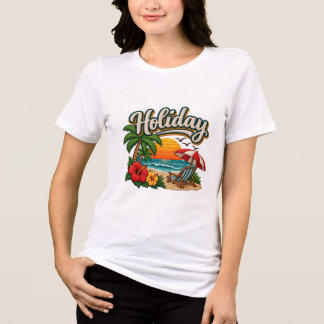 休日のビーチTシャツ、トロピカルバケーションシャツ用 トライブレンドTシャツ