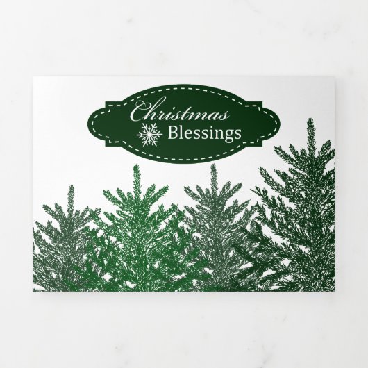 休日のフォトカード | クリスマスツリーの森 三つ折りクリスマスカード (カバー)