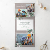 休日のフォトカード |クリスマスパステルパインズ 三つ折りクリスマスカード (内部)