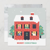 休日のフォトカード | Merry Christmas Winter Home シーズンカード (正面/裏面)