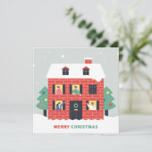 休日のフォトカード | Merry Christmas Winter Home シーズンカード (スタンド正面)
