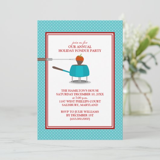 休日のフォンデュのパーティの招待状 招待状 (スタンド正面)