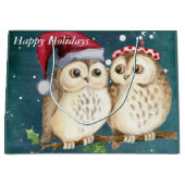 休日のフクロウ ラージペーパーバッグ (正面)