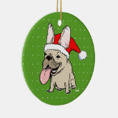 休日のフレンチ・ブルドッグのFrenchieのおもしろいなクリスマス セラミックオーナメント (右)