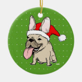 休日のフレンチ・ブルドッグのFrenchieのおもしろいなクリスマス セラミックオーナメント (正面)