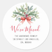 休日のフローラの新しい住所のステッカーを移動 ラウンドシール (正面)