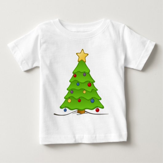休日のフード付きスウェットシャツのCjristmasのTシャツのクリスマスの木 ベビーTシャツ (正面)