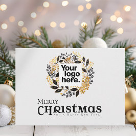 休日のブラックゴールドリース ビジネス クリスマスカード
