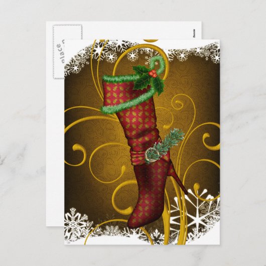 休日のブーツのクリスマスの郵便はがき シーズンポストカード (正面/裏面)