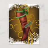 休日のブーツのクリスマスの郵便はがき シーズンポストカード (正面)