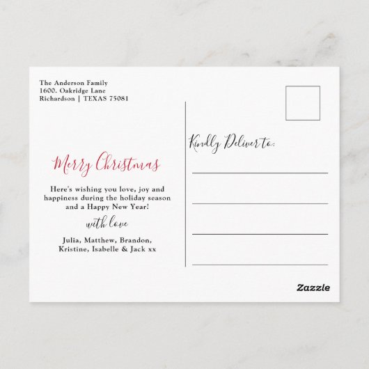 休日のホーム!家族の写真クリスマス ポストカード (裏面)