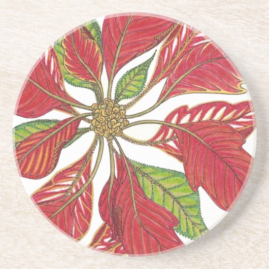 休日のポインセチアのコースター コースター (正面)