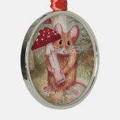 休日のマウスおよびきのこ メタルオーナメント (右)