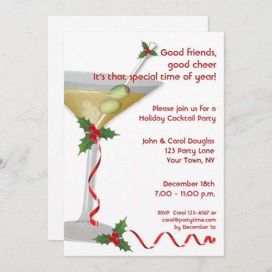 休日のマルティーニのパーティの招待状 招待状 (正面/裏面)