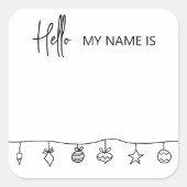 休日のミニマルクリスマス名タグパーティー スクエアシール (正面)