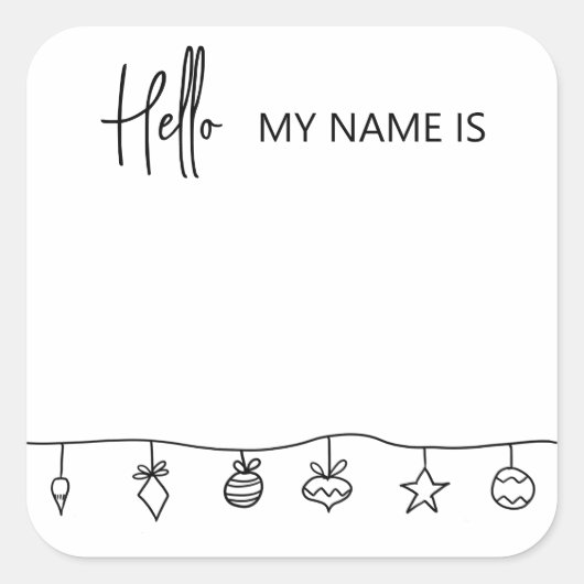 休日のミニマルクリスマス名タグパーティー スクエアシール (正面)