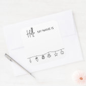 休日のミニマルクリスマス名タグパーティー スクエアシール (封筒)