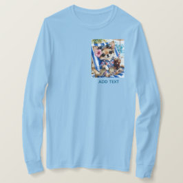 休日のメスチワワビーチリラクゼーション (ブルー) Tシャツ