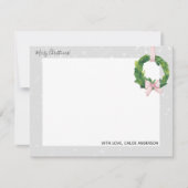 休日のメッセージカードのためのギンガムのリースの家 ノートカード (正面)