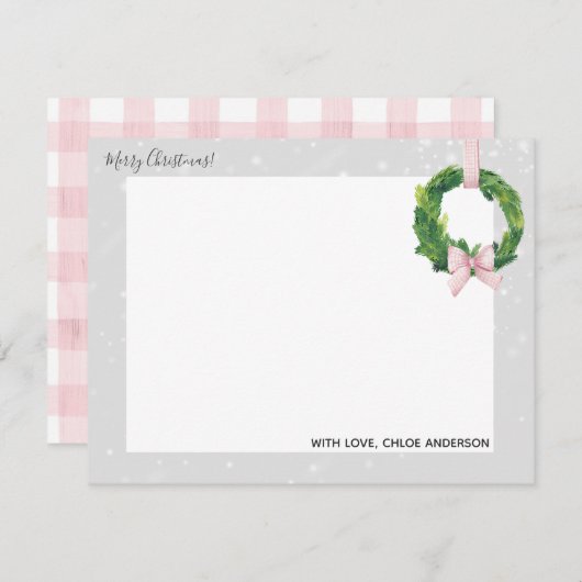 休日のメッセージカードのためのギンガムのリースの家 ノートカード (正面/裏面)