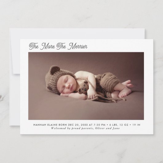 休日のメリー誕生発表が多い 案内状 (正面)