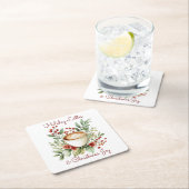 休日のラテとクリスマスジョイカスタマイズ スクエアペーパーコースター (インサイチュ)